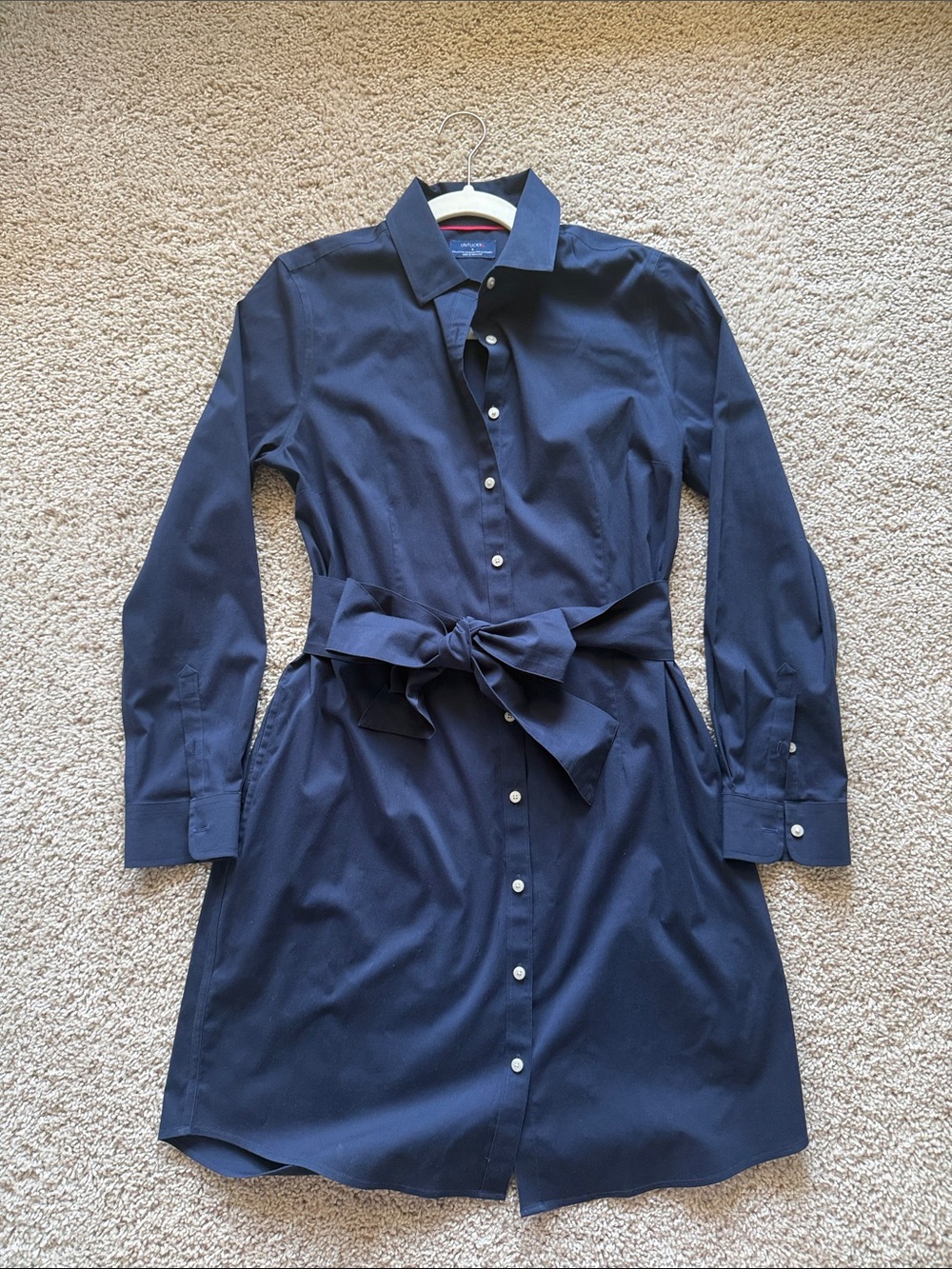 UNTUCKit Women’s Navy Blue Belted Shirt Dress Size 6